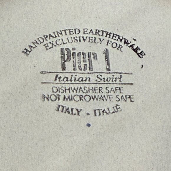 Handpainted Pier 1 Italian Swirl Earthenware Pasta Bowls 9.5" Set of 4 FLAWS - Picture 4 of 11